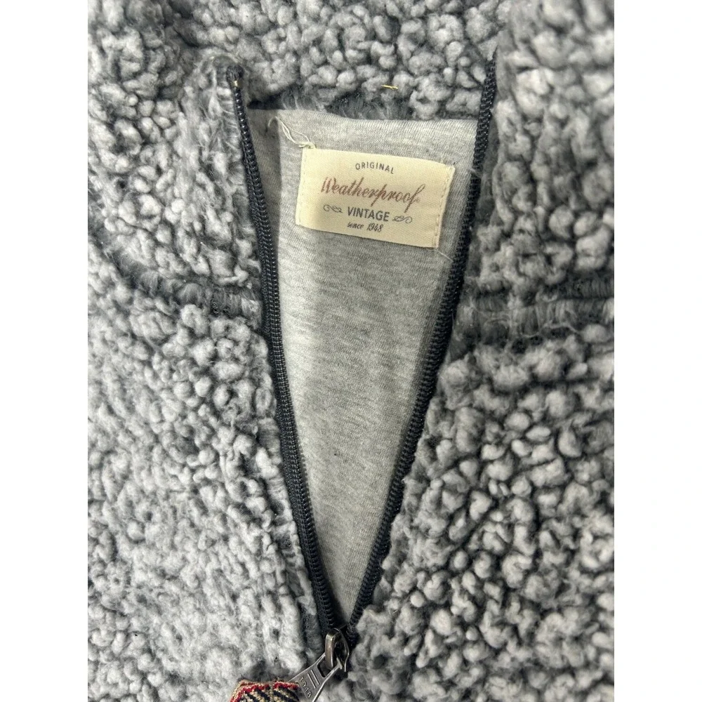 Weatherproof Vintage Mens Gray Sherpa Fleece Quarter Zip Pullover‎ Sweater